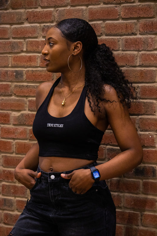 Suede-like Halter neck Top~ Blacks