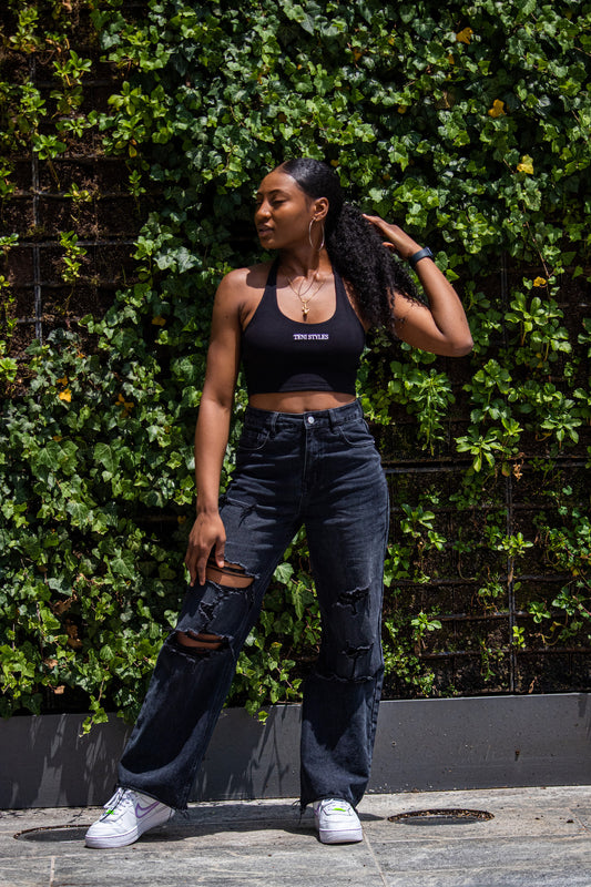Suede-like Halter neck Top~ Blacks