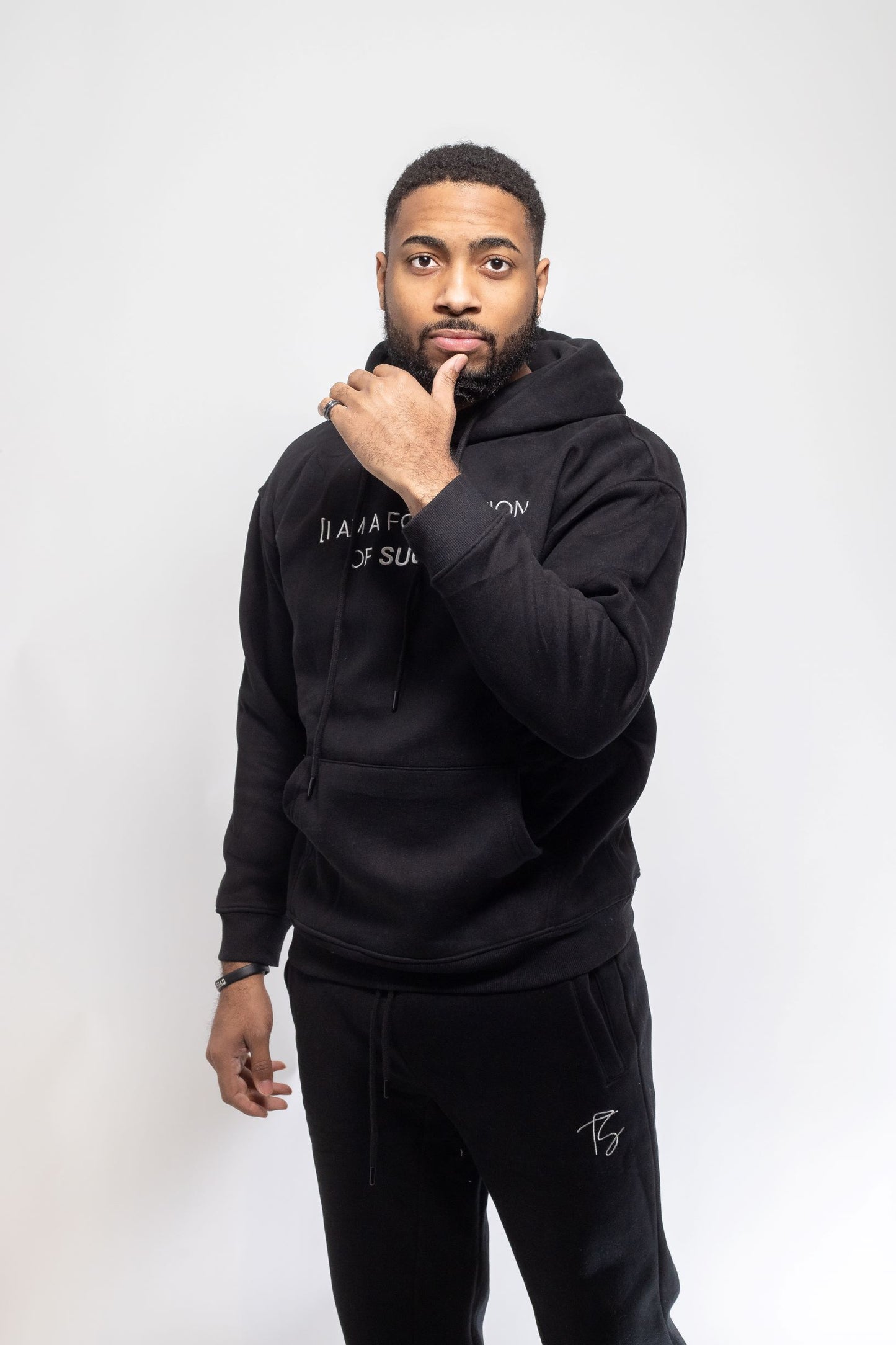 Black Embroidered Hoodie