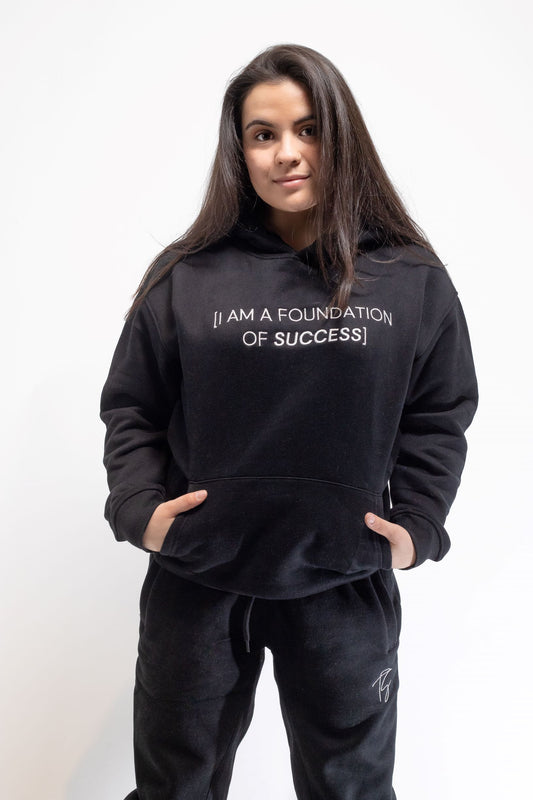 Black Embroidered Hoodie