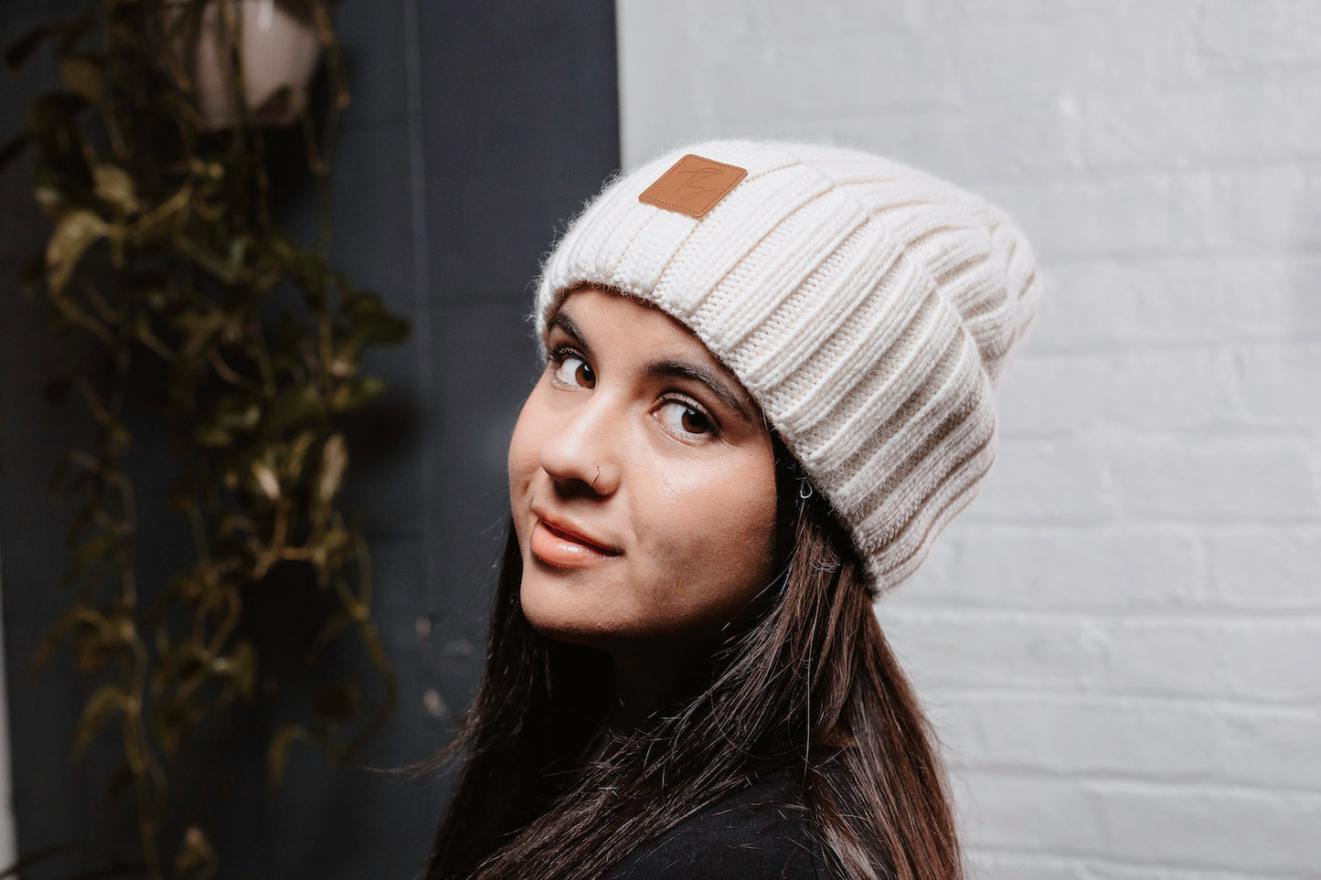 Satin Lined Winter Beanie ~ Cream