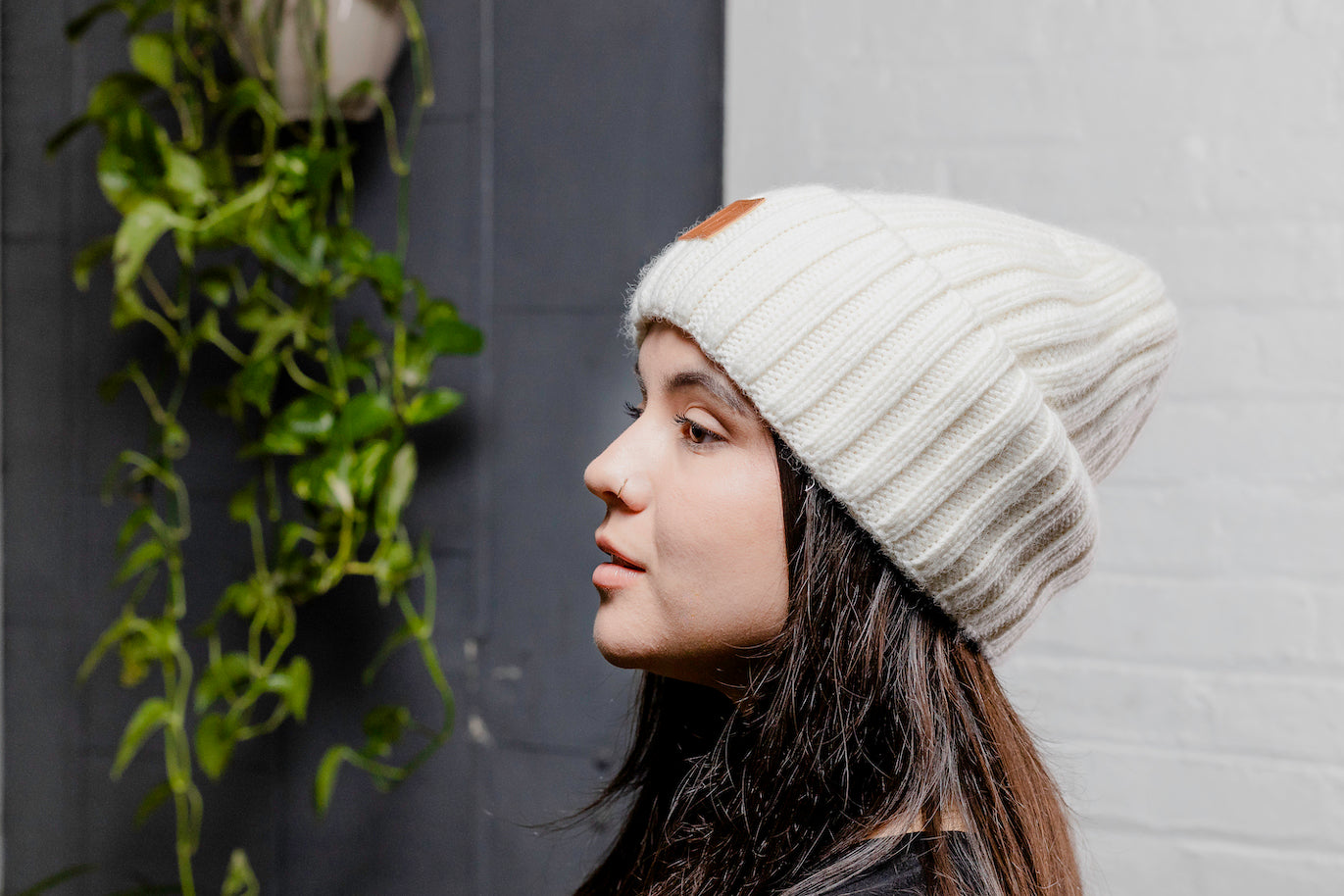 Satin Lined Winter Beanie ~ Cream