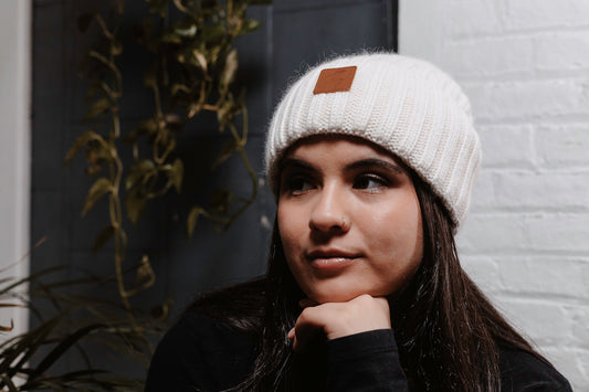 Satin Lined Winter Beanie ~ Cream