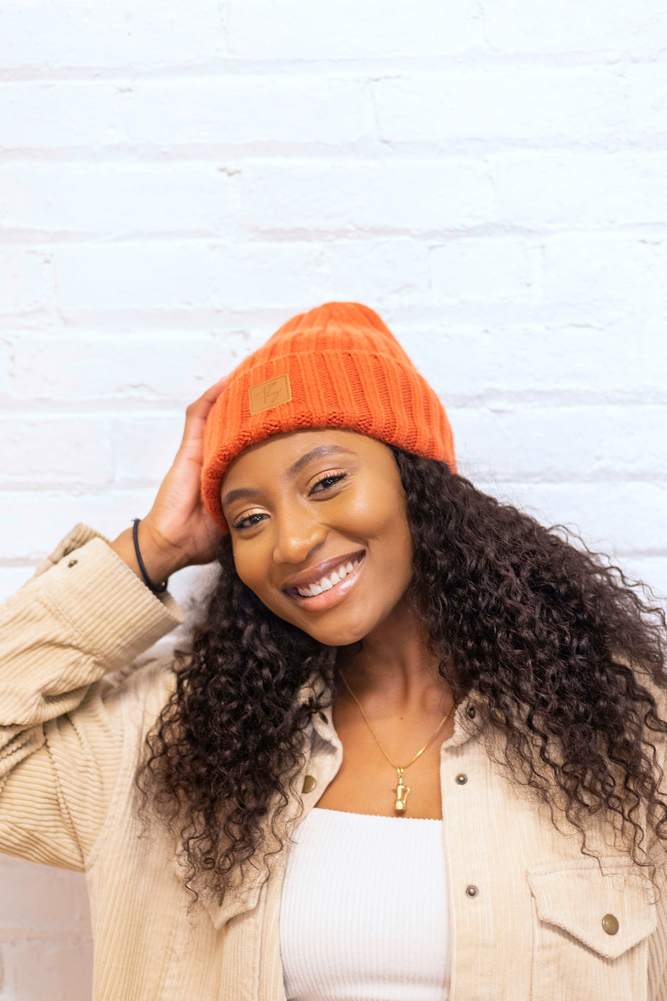 Satin Lined Winter Beanie~ Orange