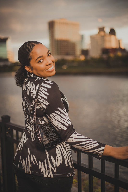 Black Zebra Print Blazer