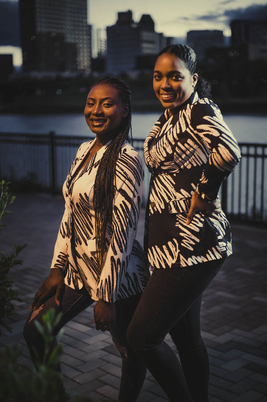 White Zebra Print Blazers