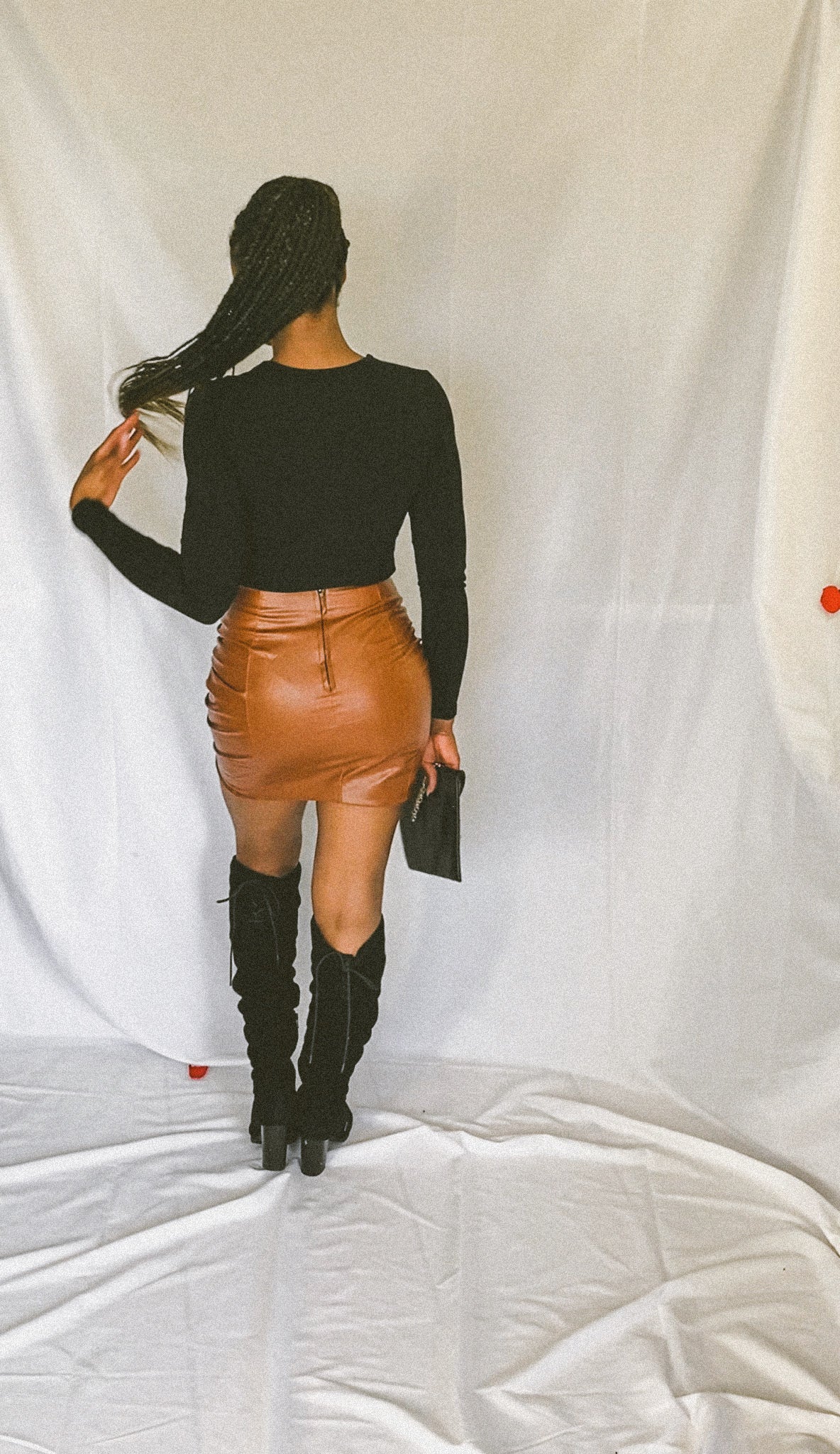 Brown leather skirt