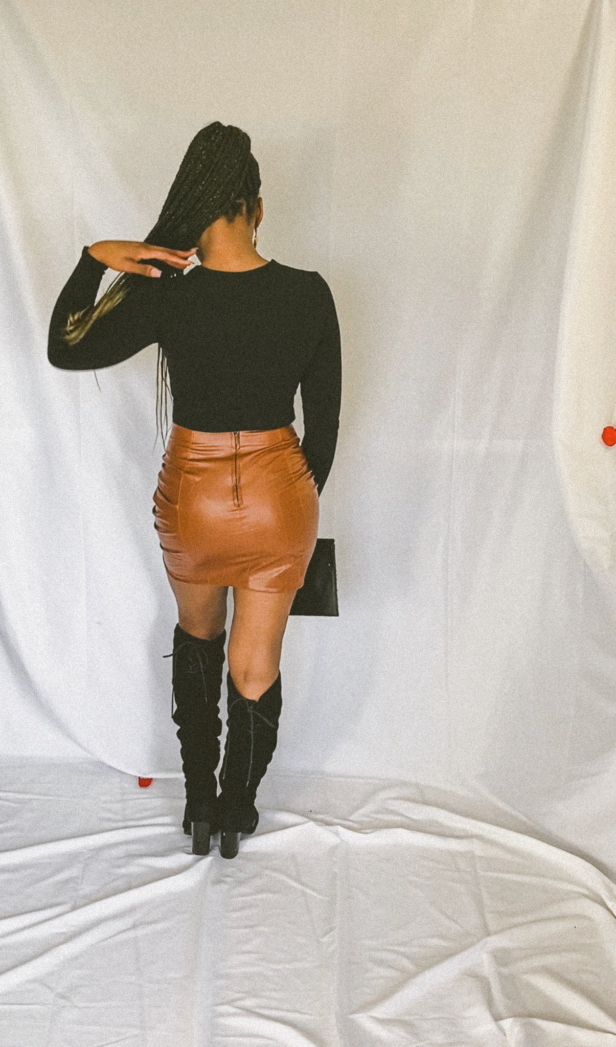 Brown leather skirt