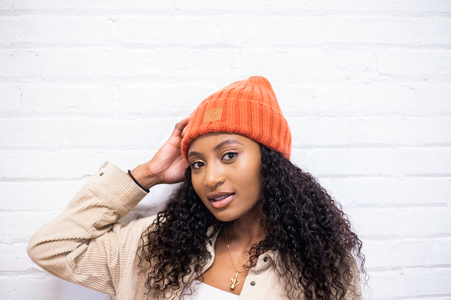 Satin Lined Winter Beanie~ Orange